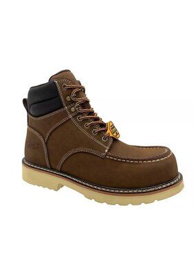SAFA Men’s 6” Brown Leather Cap Toe Work Boots Size 10